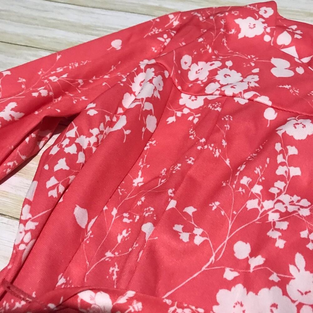 Vintage 1960s 1970s NWT Coral Floral Sweetheart Neckline Maxi Dress Size Large‎ - Picture 3 of 5